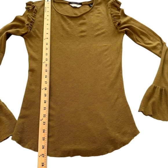 Scotch & Soda Top Womens XL Wool Ruffle Sleeve Raw Hem Minimalist Quiet Luxury - Picture 14 of 16